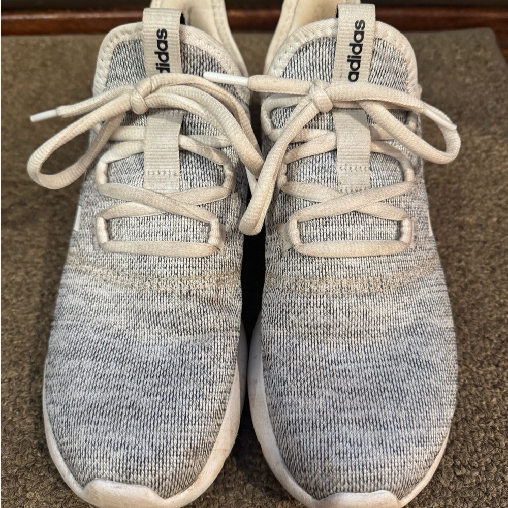 Adidas Cloudfoam Comfort Gray Knit Sneakers with Minimalist Design